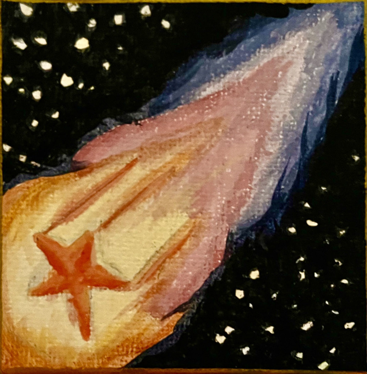 Painting of a comet, in three hues.